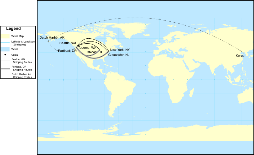 Map of Shipping route