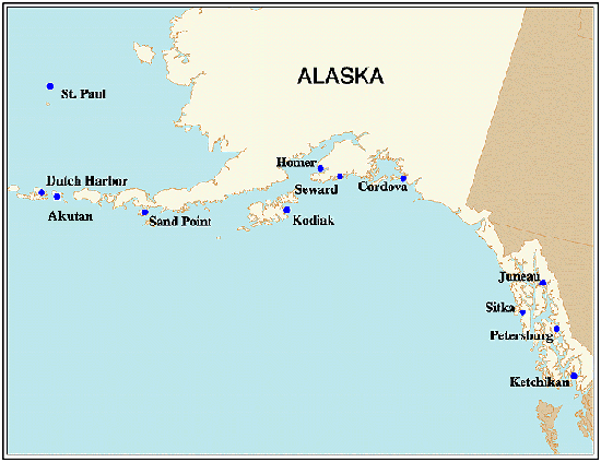 Map of Alaska Ports