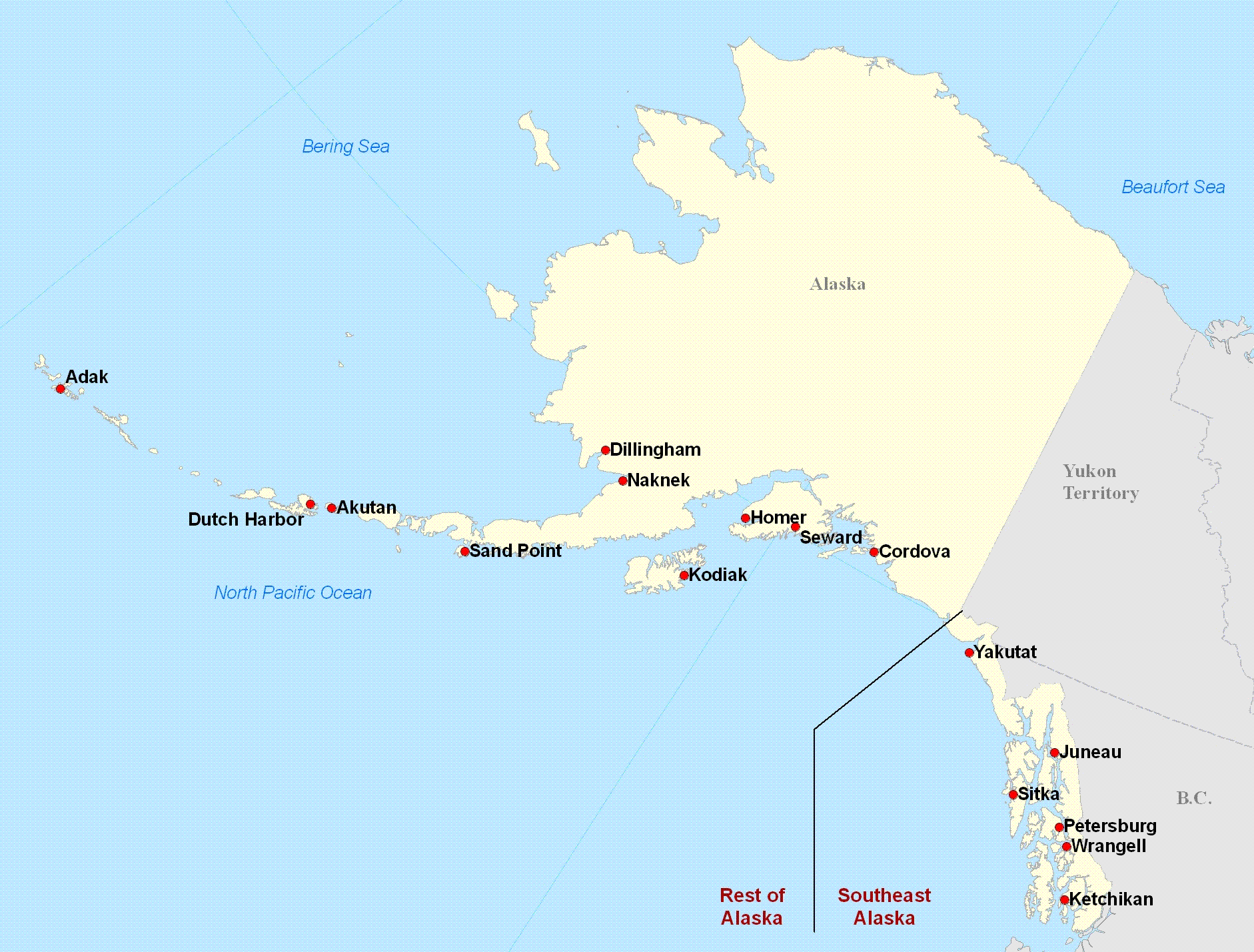 Map of Alaska Ports